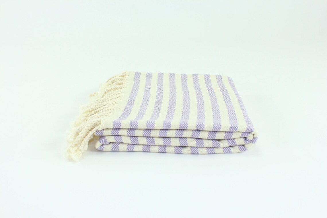 Premium Turkish Full Striped Towel Peshtemal Fouta (Lilac)