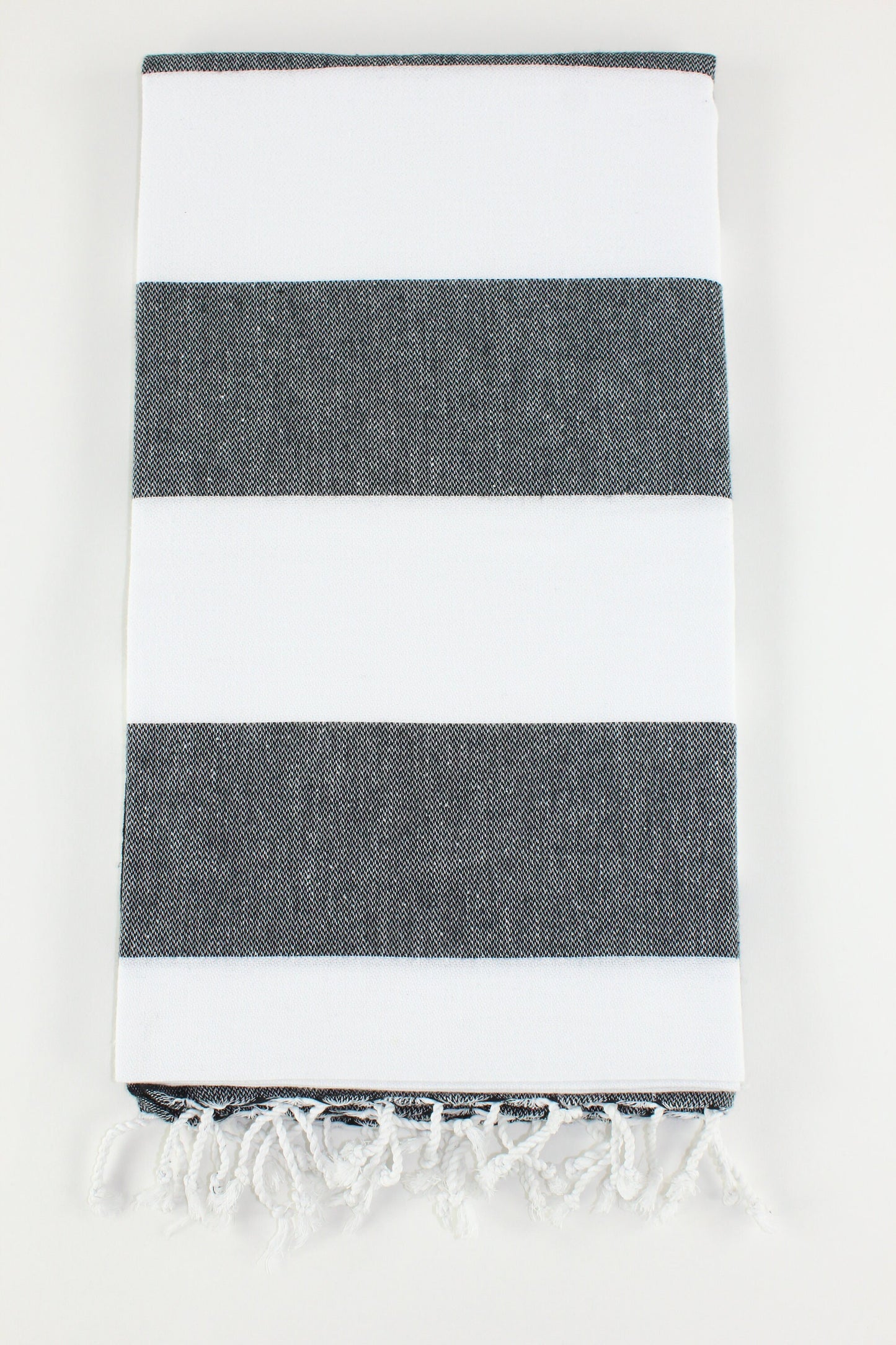 Premium Turkish Wide Stripe Towel Peshtemal Fouta (Black & White)