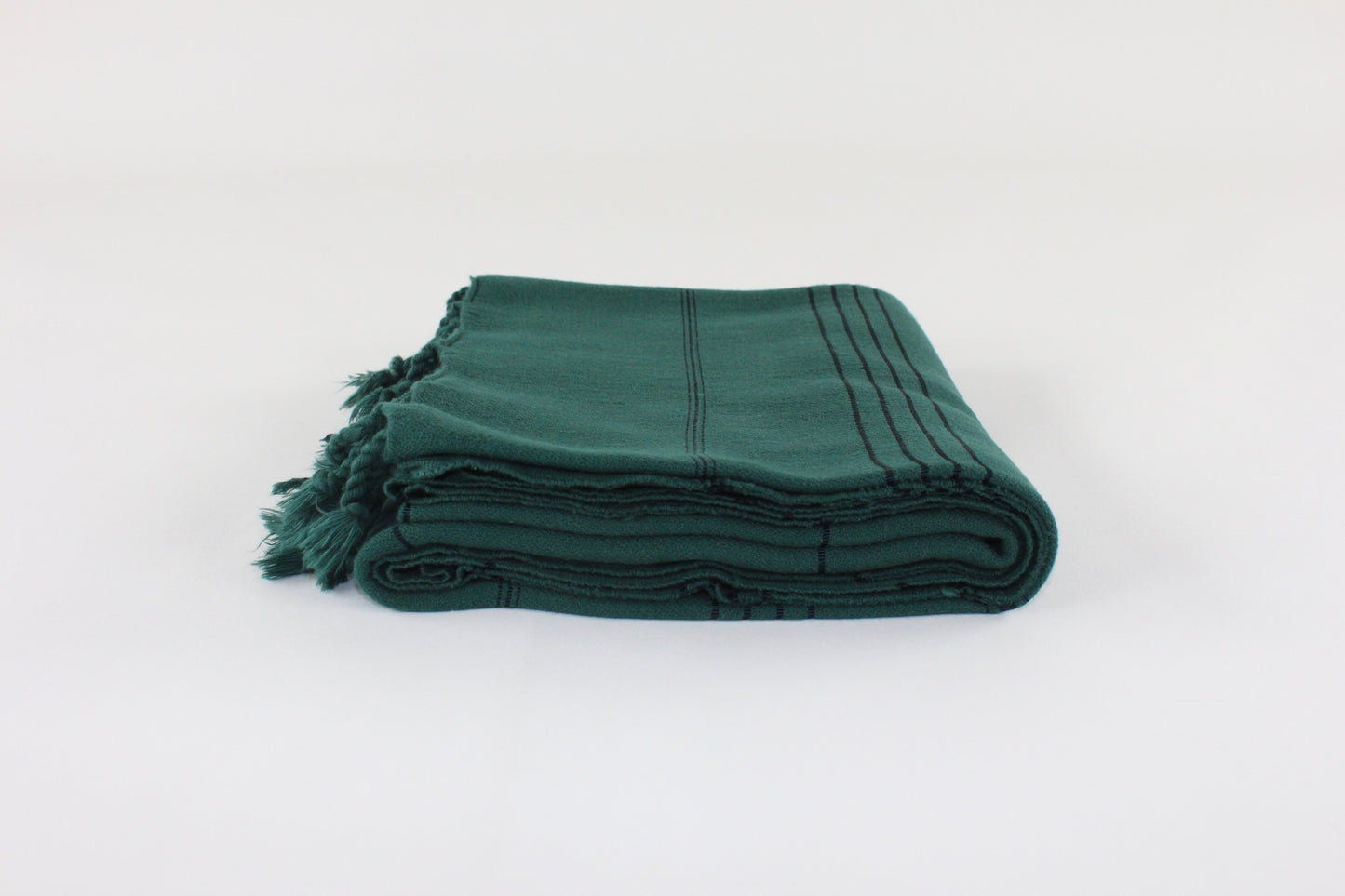 Premium Turkish Striped Towel Peshtemal Fouta (Dark Green)