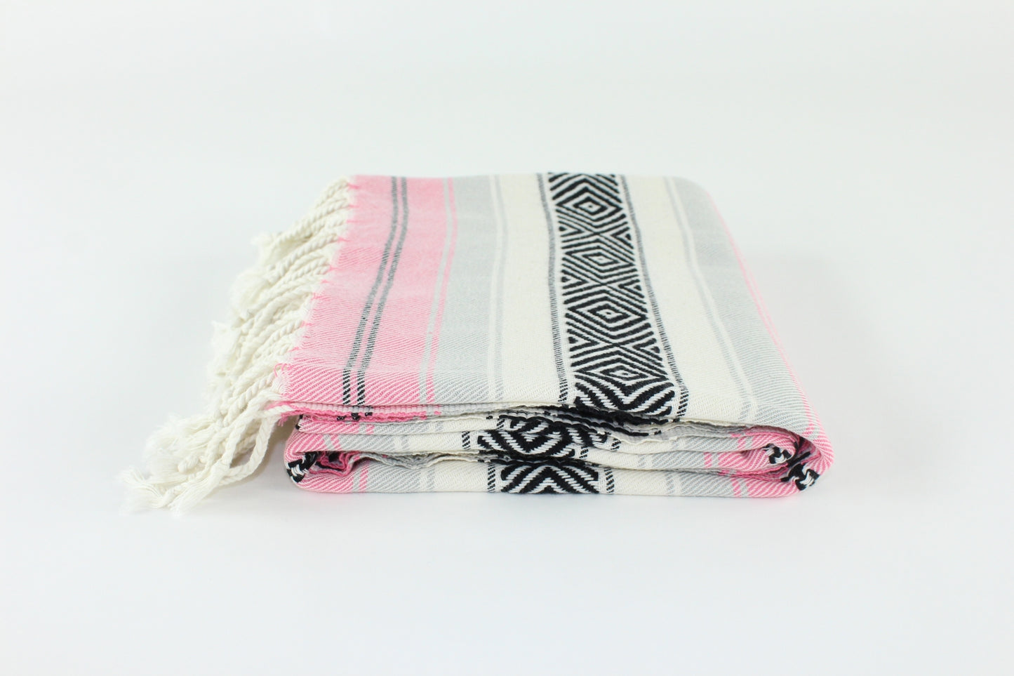 Premium Turkish Diamond Harmony Towel Peshtemal Fouta (Pink & Black & Gray)
