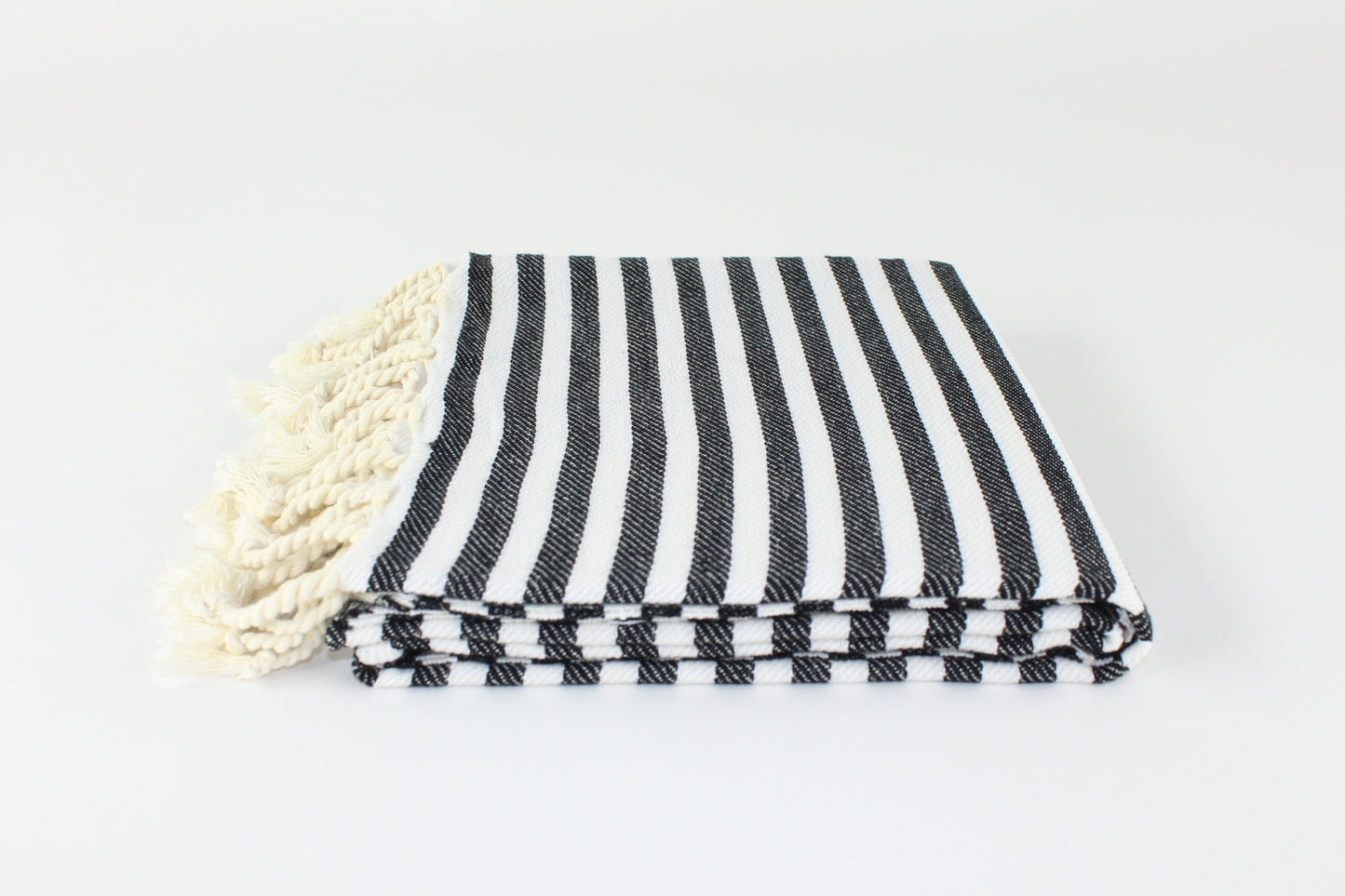 Premium Turkish Full Striped Towel Peshtemal Fouta (Black)