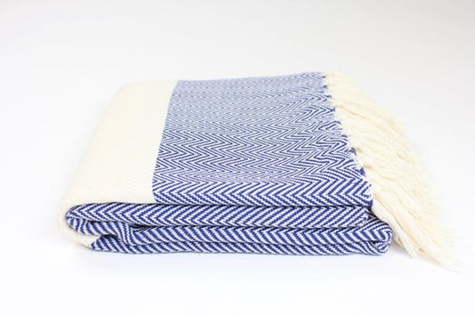 Premium Turkish Herringbone Towel Peshtemal Fouta (Navy Blue)