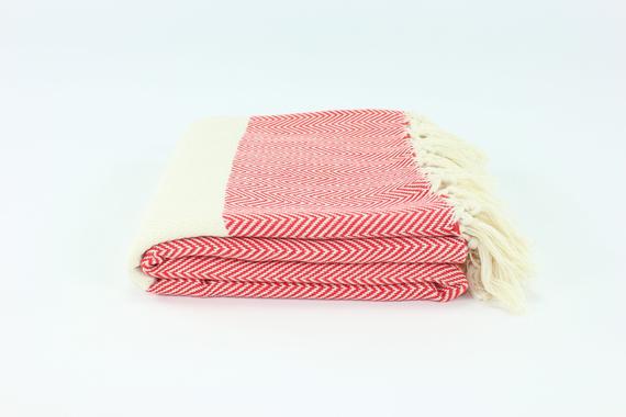 Premium Turkish Herringbone Towel Peshtemal Fouta (Red)
