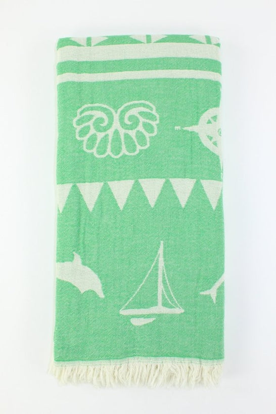 Premium Turkish Double Layer Towel Peshtemal Fouta (Green)