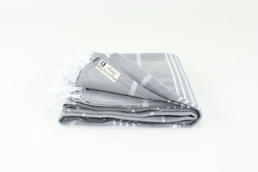 Premium Turkish Classic Striped Towel Peshtemal Fouta (Gray)