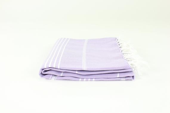 Premium Turkish Classic Striped Towel Peshtemal Fouta (Lilac)