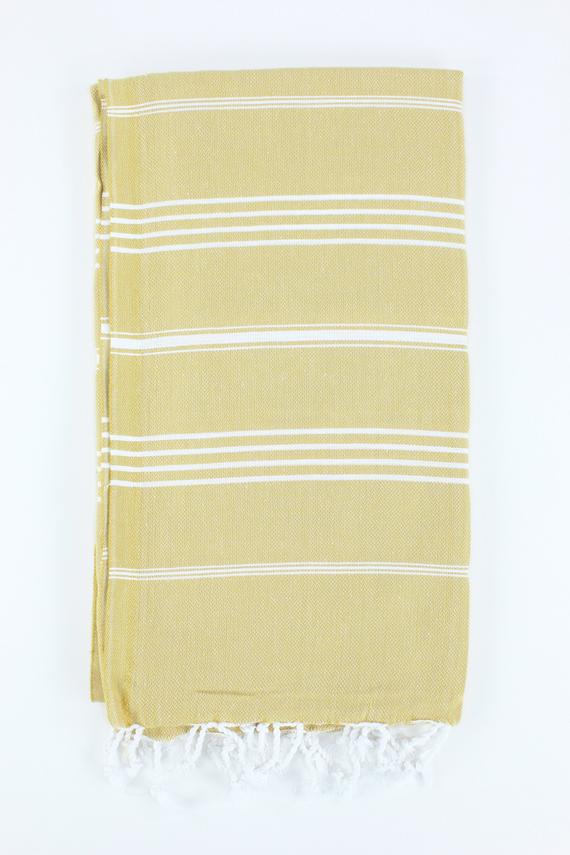 Premium Turkish Classic Striped Towel Peshtemal Fouta (Mustard)