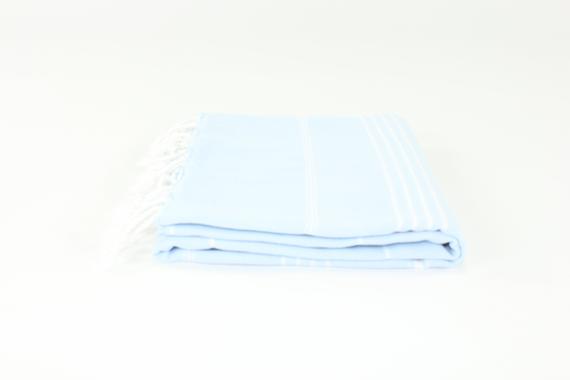 Premium Turkish Classic Striped Towel Peshtemal Fouta (Light Blue)