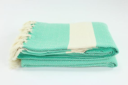 Premium Turkish Diamond Blanket Throw (Seafoam Green)
