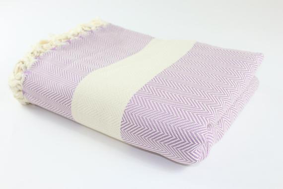 Premium Turkish Herringbone Blanket Throw (Lilac)