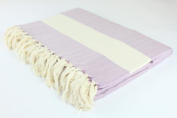 Premium Turkish Herringbone Blanket Throw (Lilac)