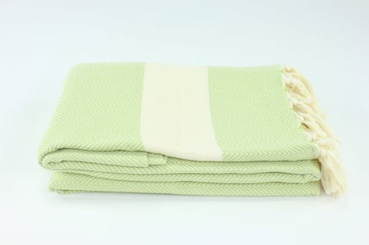 Premium Turkish Herringbone Blanket Throw (Pistachio Green)