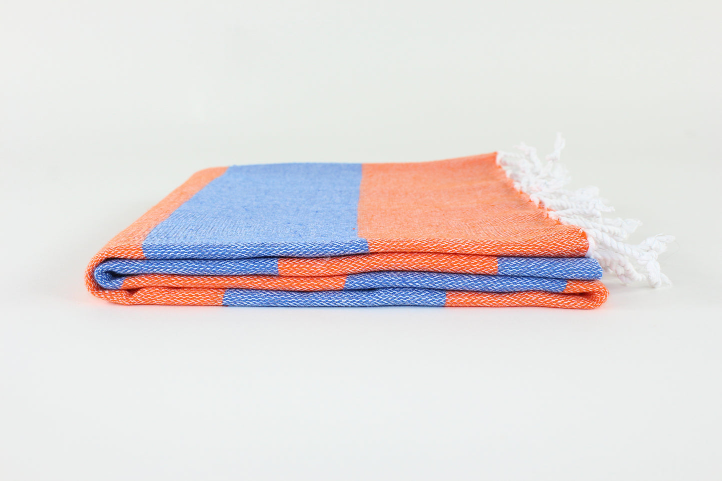 Premium Turkish Wide Stripe Towel Peshtemal Fouta (Orange & Blue)