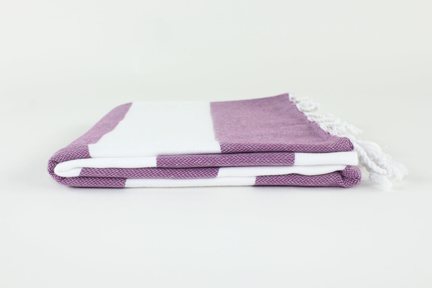 Premium Turkish Wide Stripe Towel Peshtemal Fouta (Plum & White)