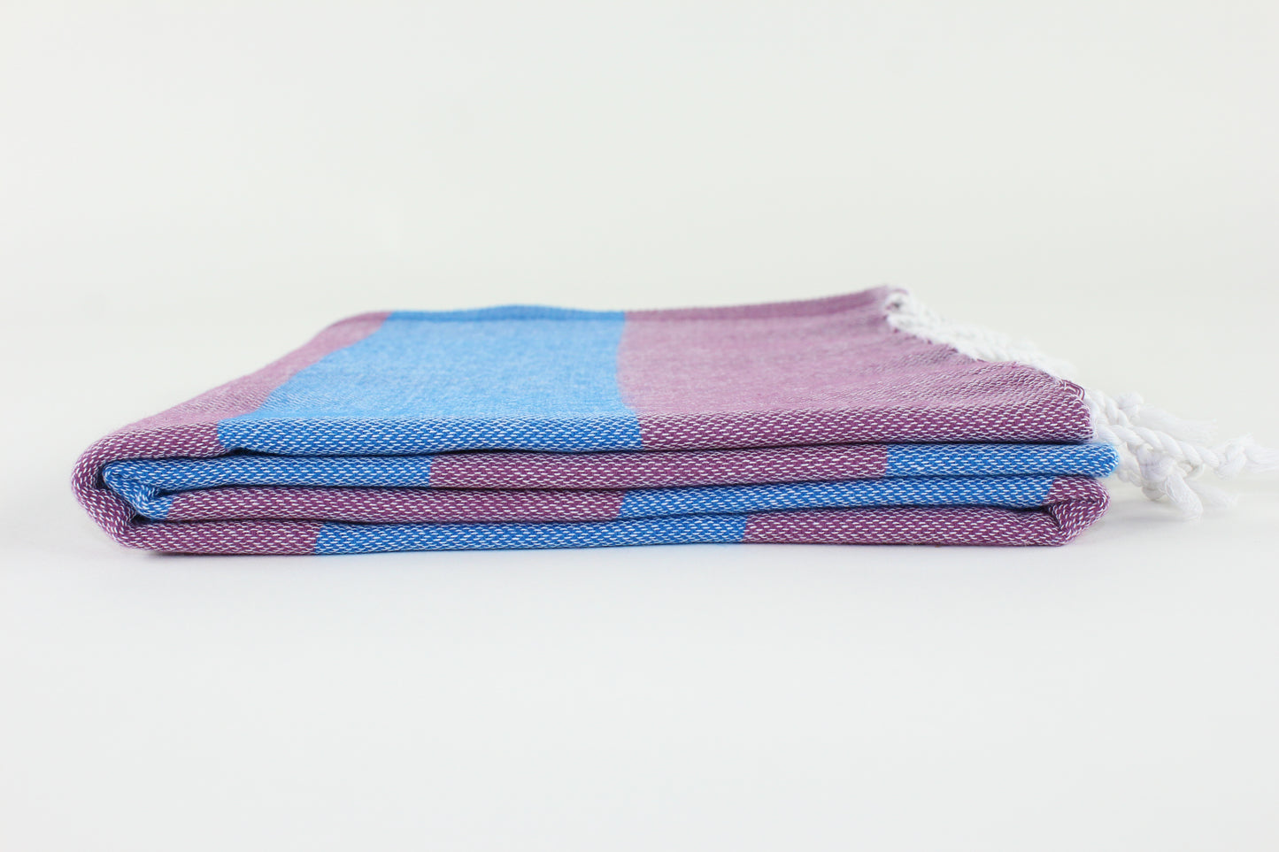 Premium Turkish Wide Stripe Towel Peshtemal Fouta (Plum & Blue)