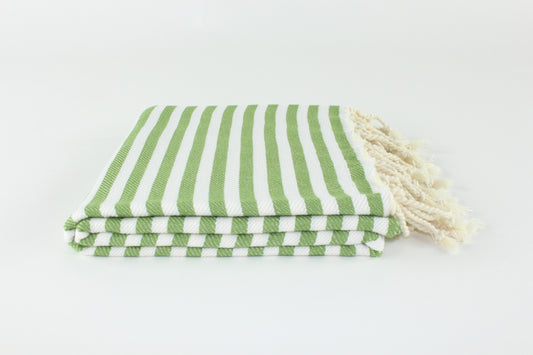 Premium Turkish Full Striped Towel Peshtemal Fouta (Olive Green)