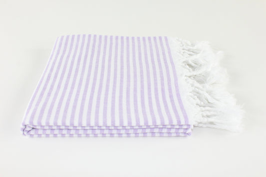 Premium Turkish Full Thin Striped Towel Peshtemal Fouta (Lilac)