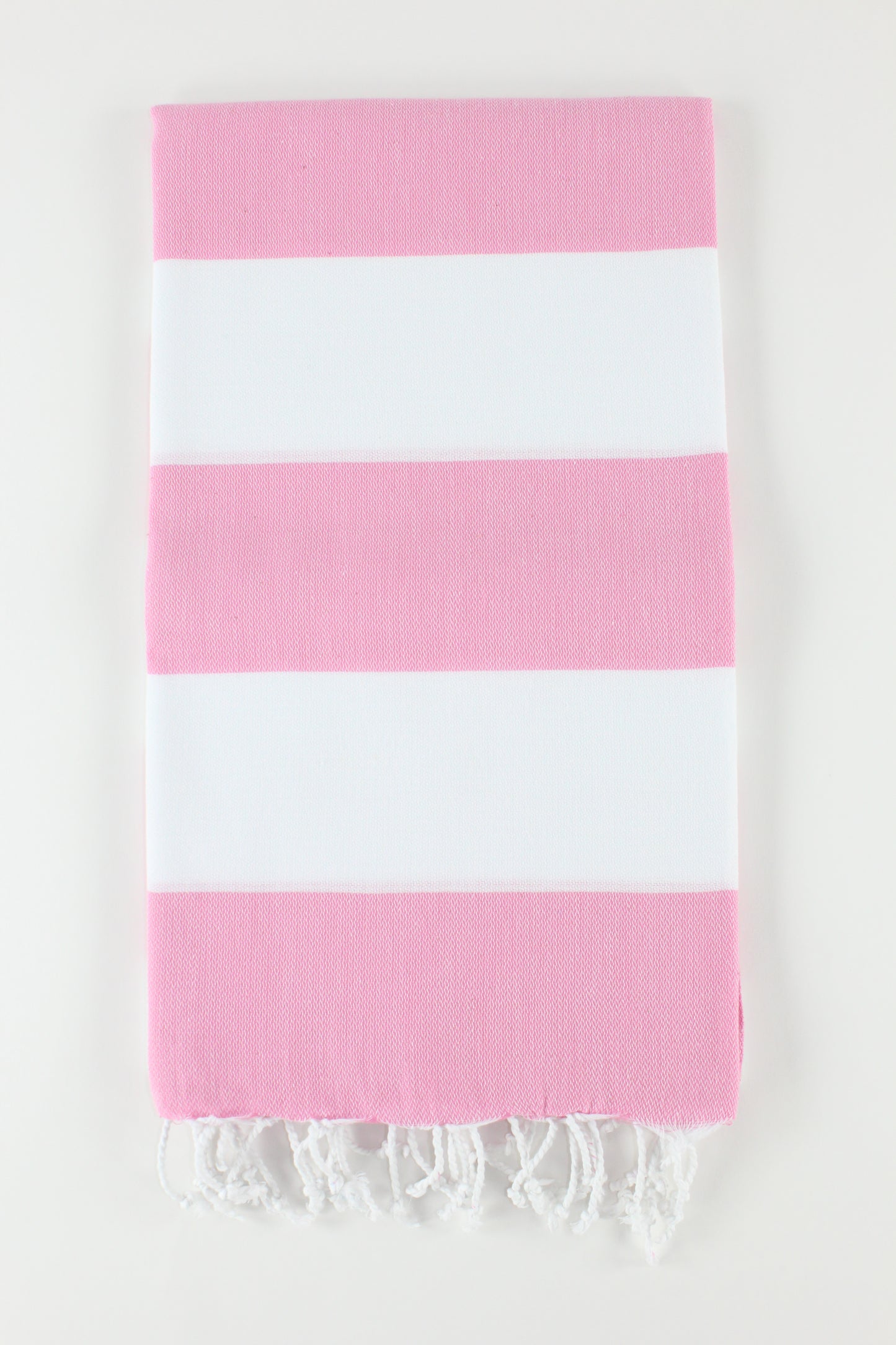 Premium Turkish Wide Stripe Towel Peshtemal Fouta (Pink & White)