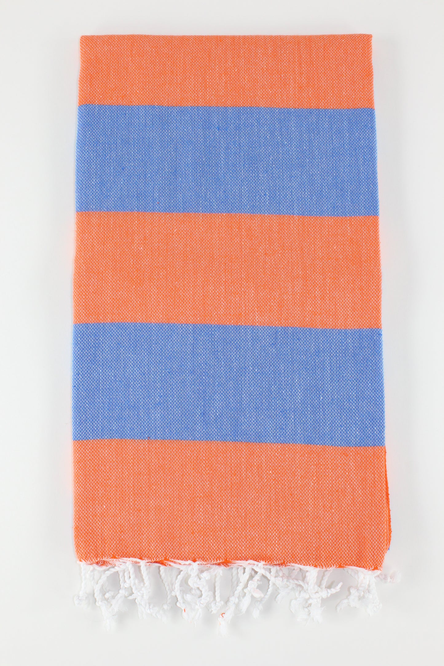 Premium Turkish Wide Stripe Towel Peshtemal Fouta (Orange & Blue)