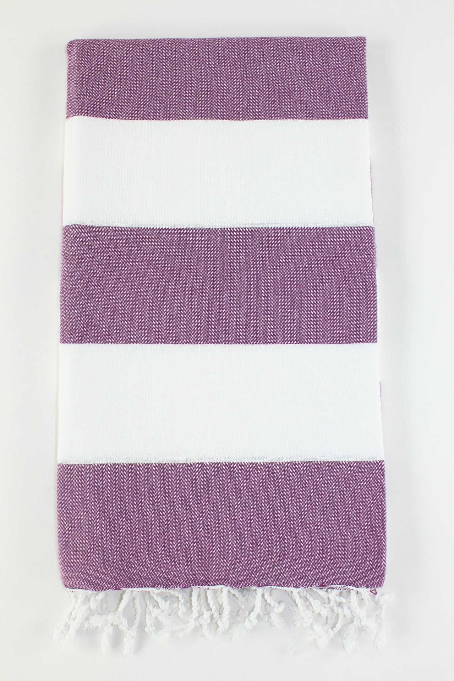 Premium Turkish Wide Stripe Towel Peshtemal Fouta (Plum & White)