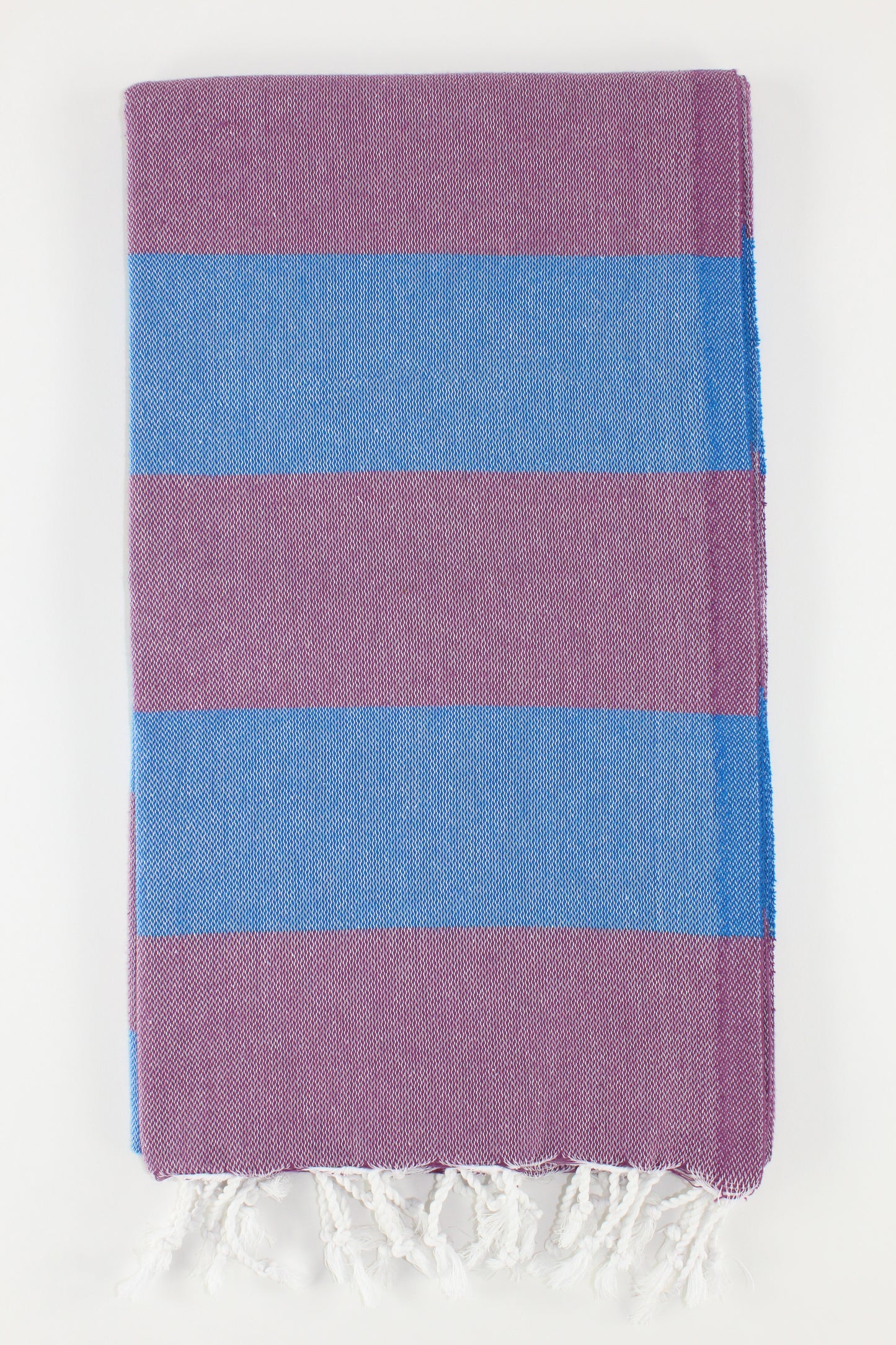 Premium Turkish Wide Stripe Towel Peshtemal Fouta (Plum & Blue)