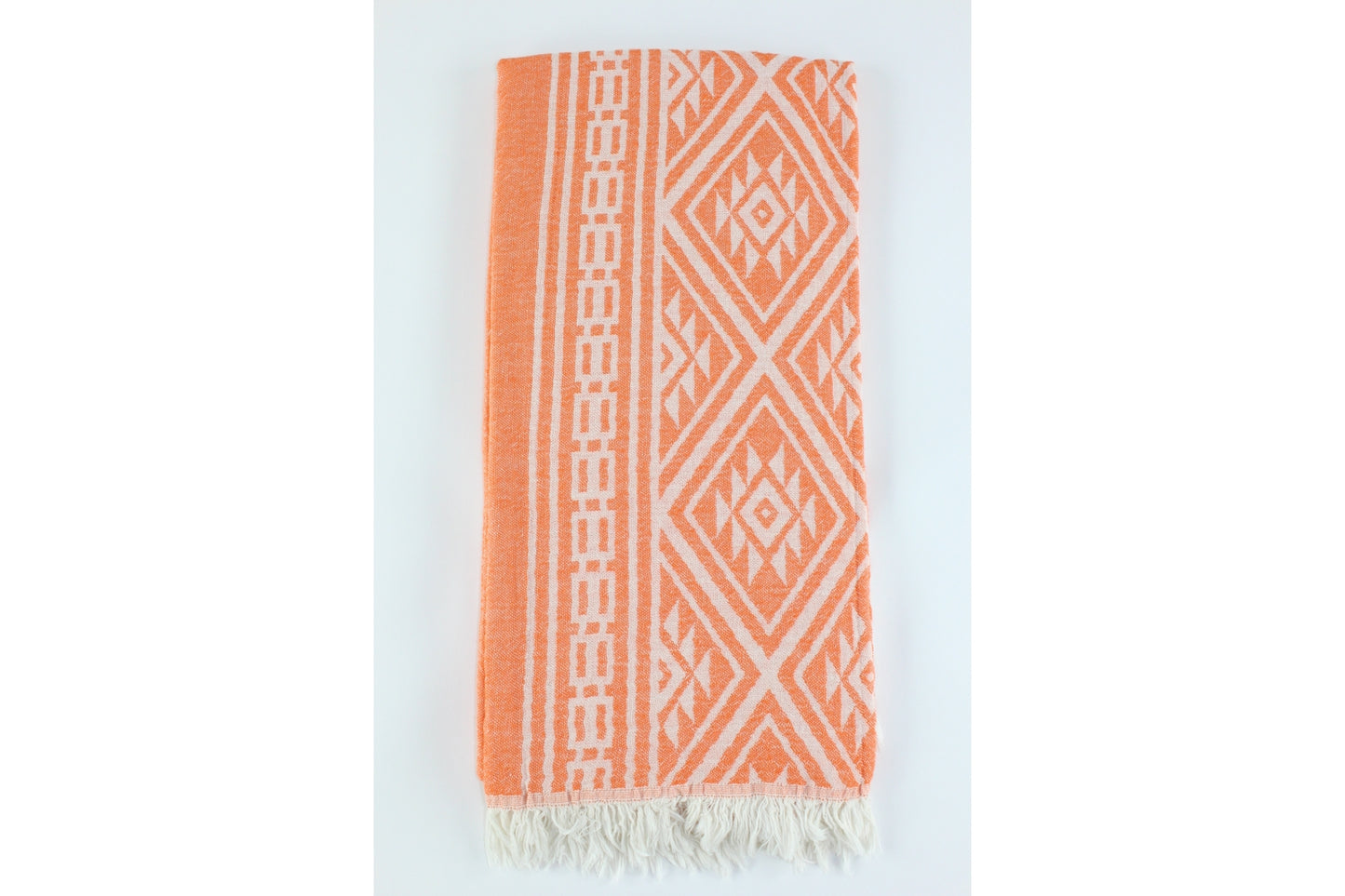 Premium Turkish Double Layer Kilim Towel Peshtemal Fouta (Orange)