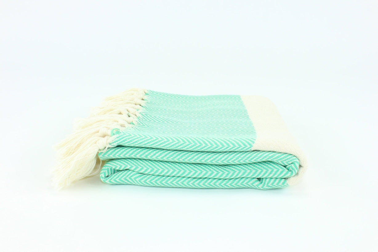 Premium Turkish Herringbone Towel Peshtemal Fouta (Seafoam Green)