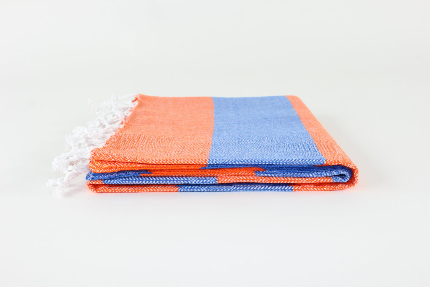 Premium Turkish Wide Stripe Towel Peshtemal Fouta (Orange & Blue)