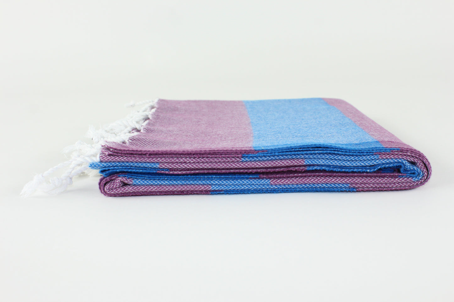 Premium Turkish Wide Stripe Towel Peshtemal Fouta (Plum & Blue)