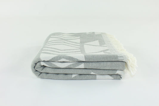 Premium Turkish Double Layer Kilim Towel Peshtemal Fouta (Gray)
