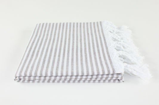 Premium Turkish Full Thin Striped Towel Peshtemal Fouta (Brown)