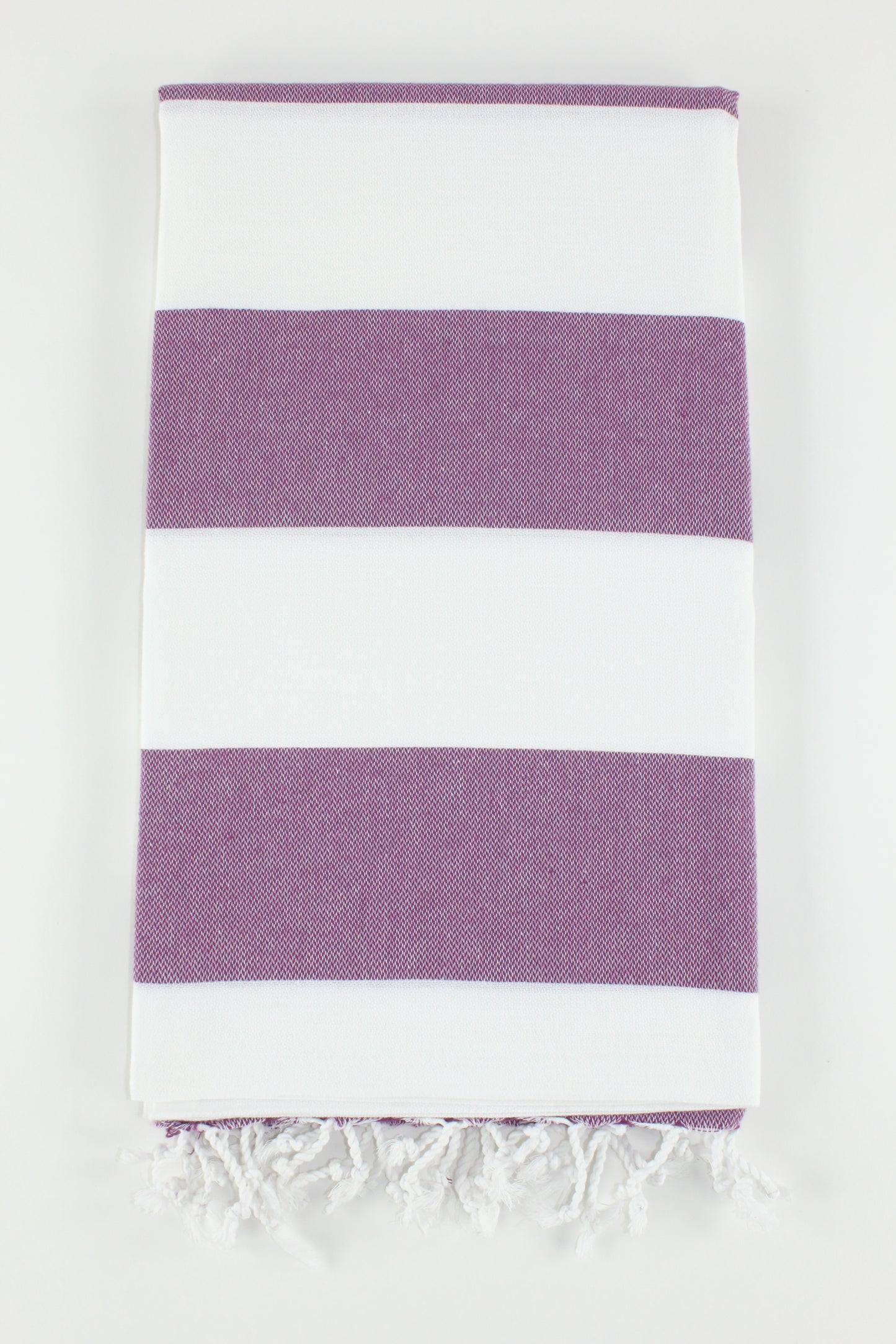 Premium Turkish Wide Stripe Towel Peshtemal Fouta (Plum & White)