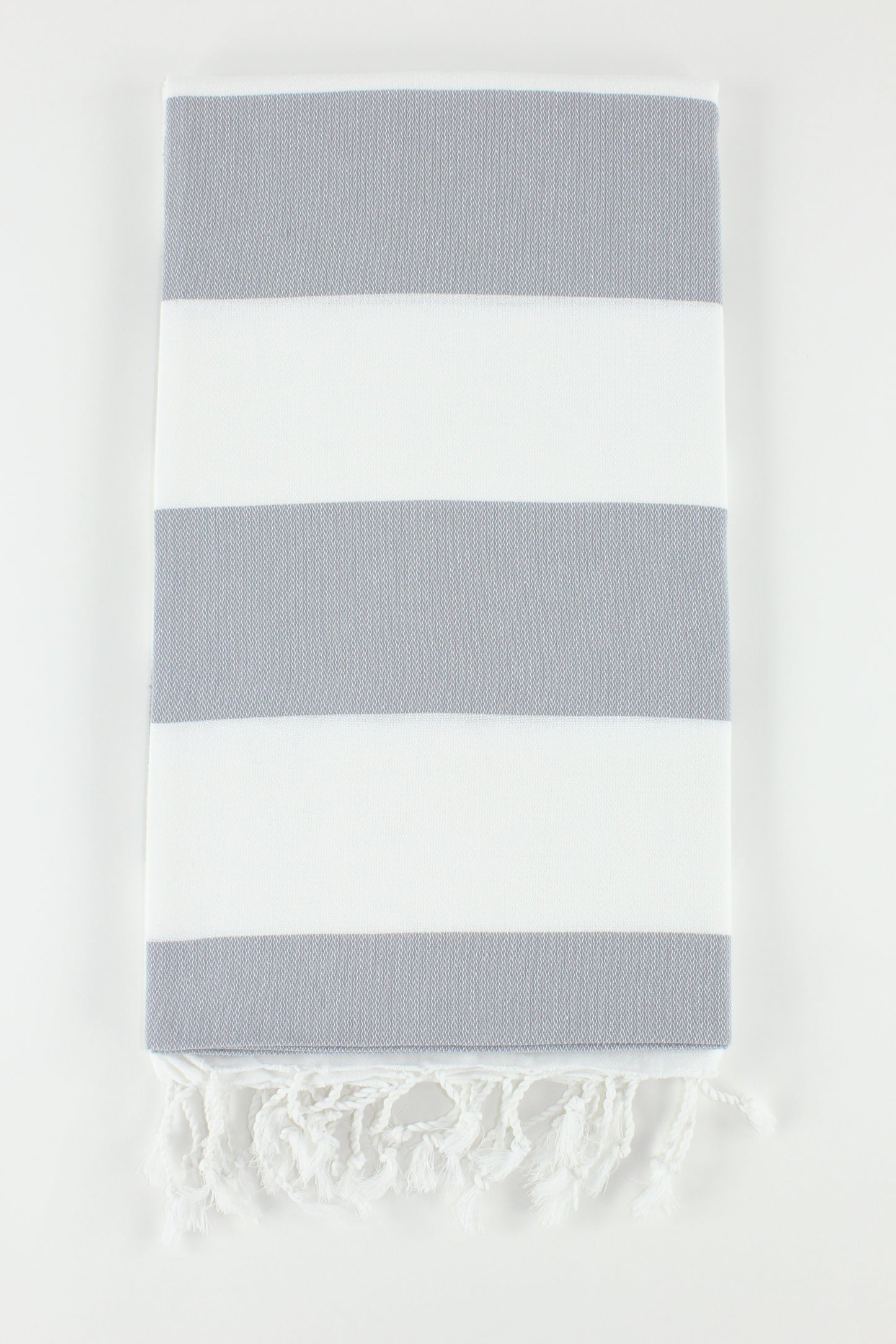 Premium Turkish Wide Stripe Towel Peshtemal Fouta (White & Gray)