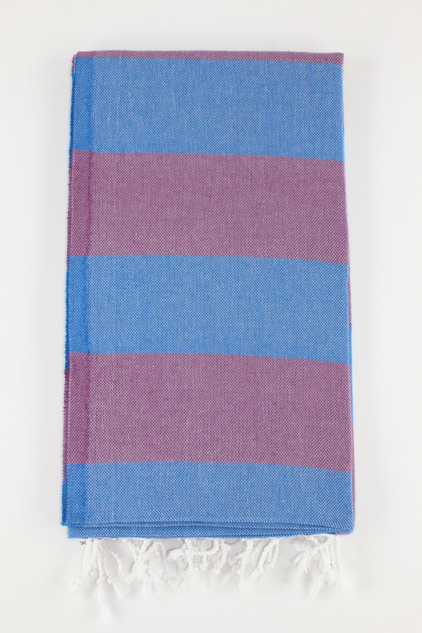 Premium Turkish Wide Stripe Towel Peshtemal Fouta (Plum & Blue)