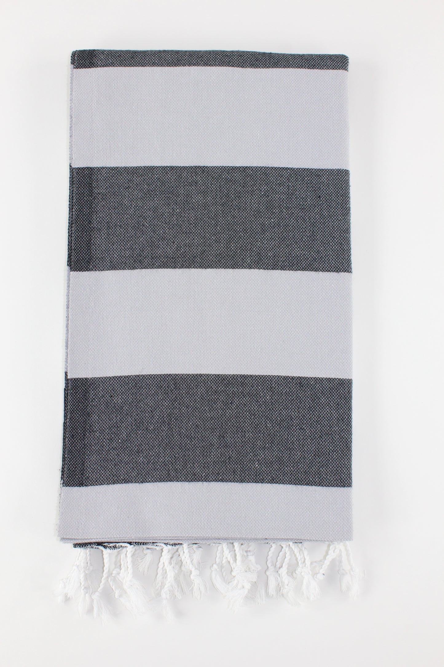 Premium Turkish Wide Stripe Towel Peshtemal Fouta (Black & Gray)