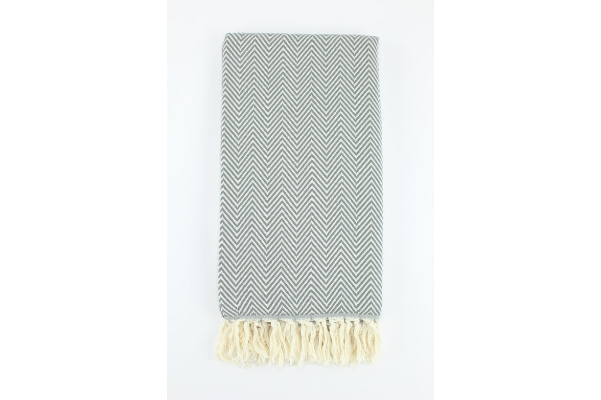 Premium Turkish Plain Herringbone Towel Peshtemal Fouta (Gray)