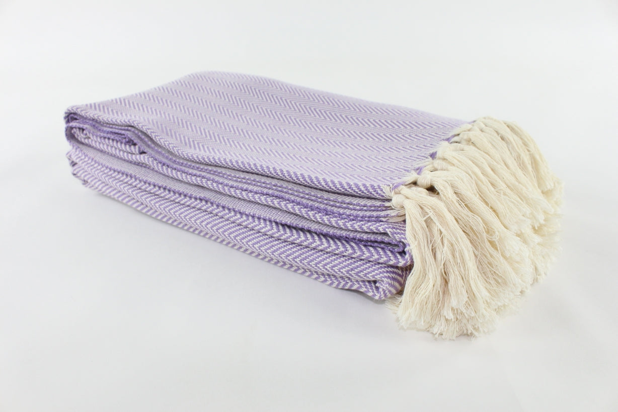 Premium Turkish Plain Herringbone Blanket Throw (Lilac)