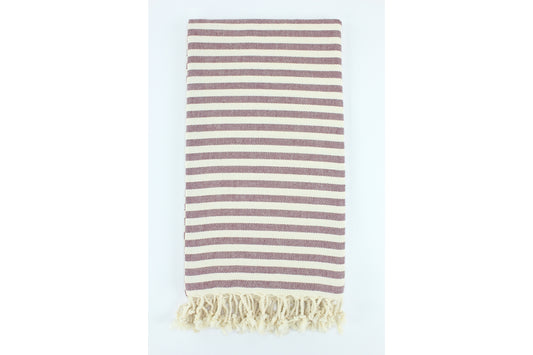 Premium Turkish Full Striped Towel Peshtemal Fouta (Burgundy)