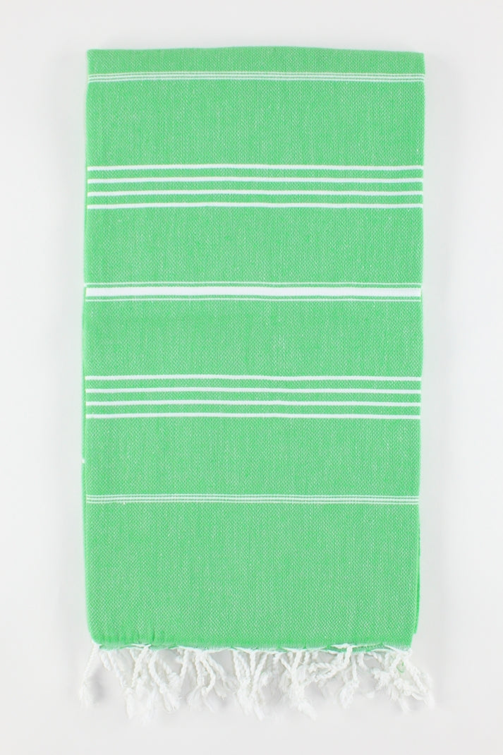 Premium Turkish Classic Striped Towel Peshtemal Fouta (Benetton Green)