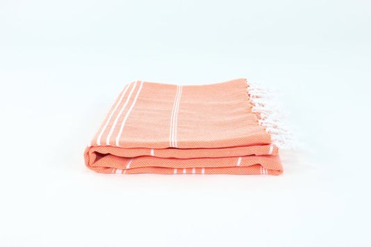 Premium Turkish Classic Striped Towel Peshtemal Fouta (Orange)
