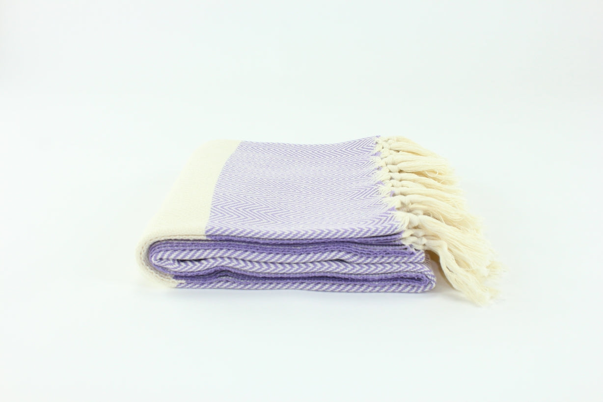 Premium Turkish Herringbone Towel Peshtemal Fouta (Lilac)
