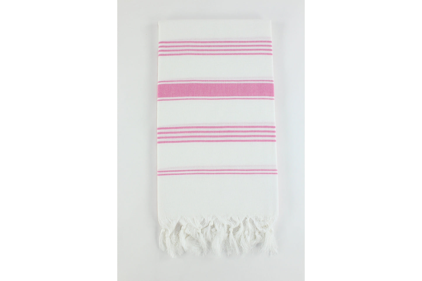 Premium Turkish Striped Towel Peshtemal Fouta (White & Pink)