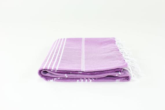 Premium Turkish Classic Striped Towel Peshtemal Fouta (Purple)