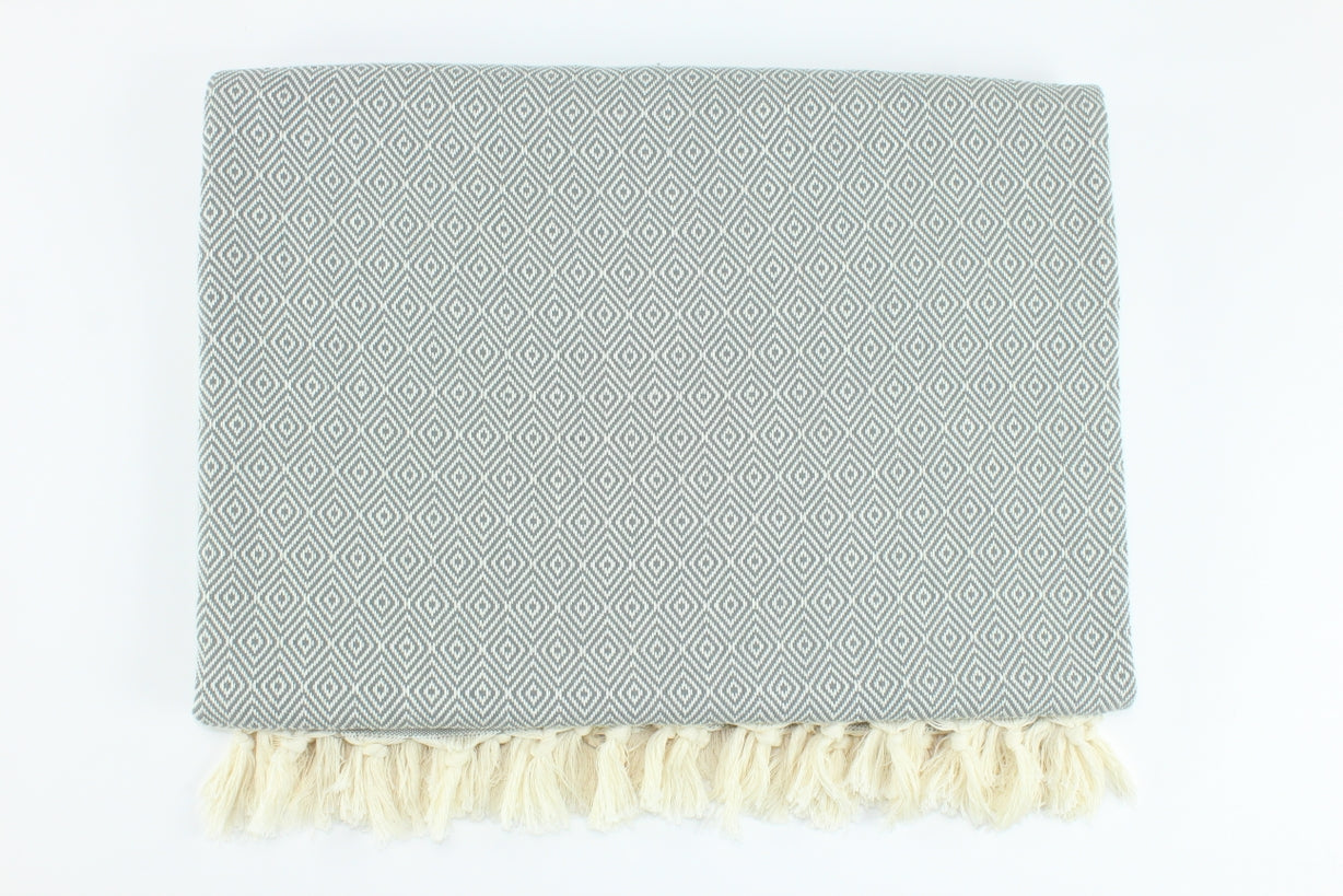 Premium Turkish Diamond Blanket Throw (Gray)
