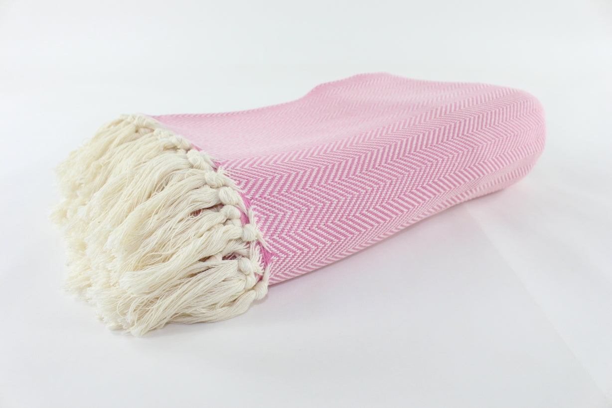 Premium Turkish Plain Herringbone Blanket Throw (Pink Lilac)