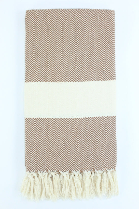 Premium Turkish Herringbone Towel Peshtemal Fouta (Brown)