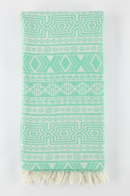 Premium Turkish Double Layer Kilim Towel Peshtemal Fouta (Seafoam Green)
