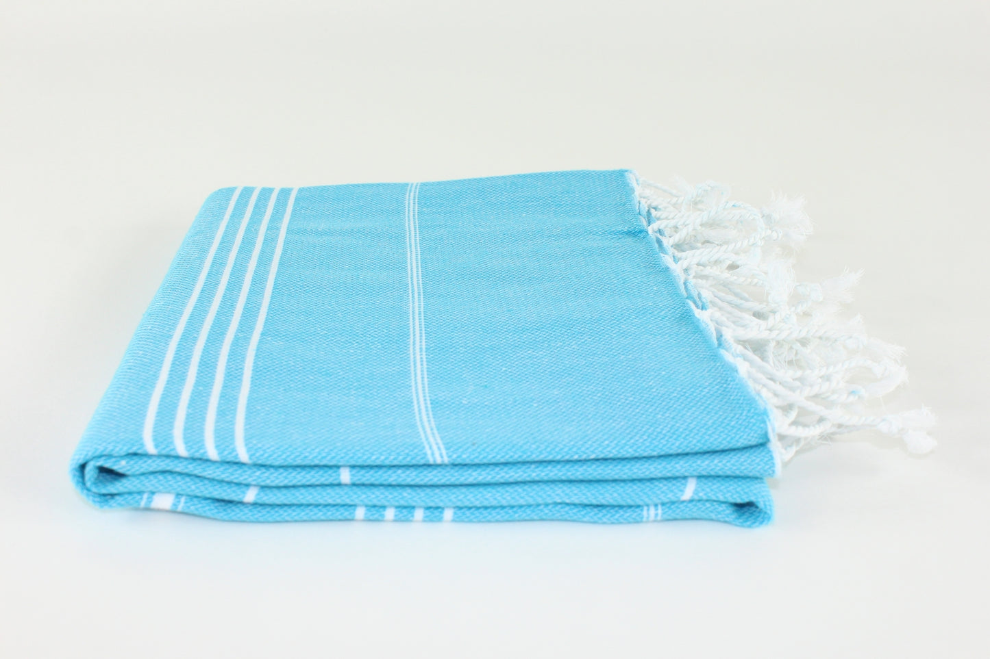 Premium Turkish Classic Striped Towel Peshtemal Fouta (Turquoise Blue)