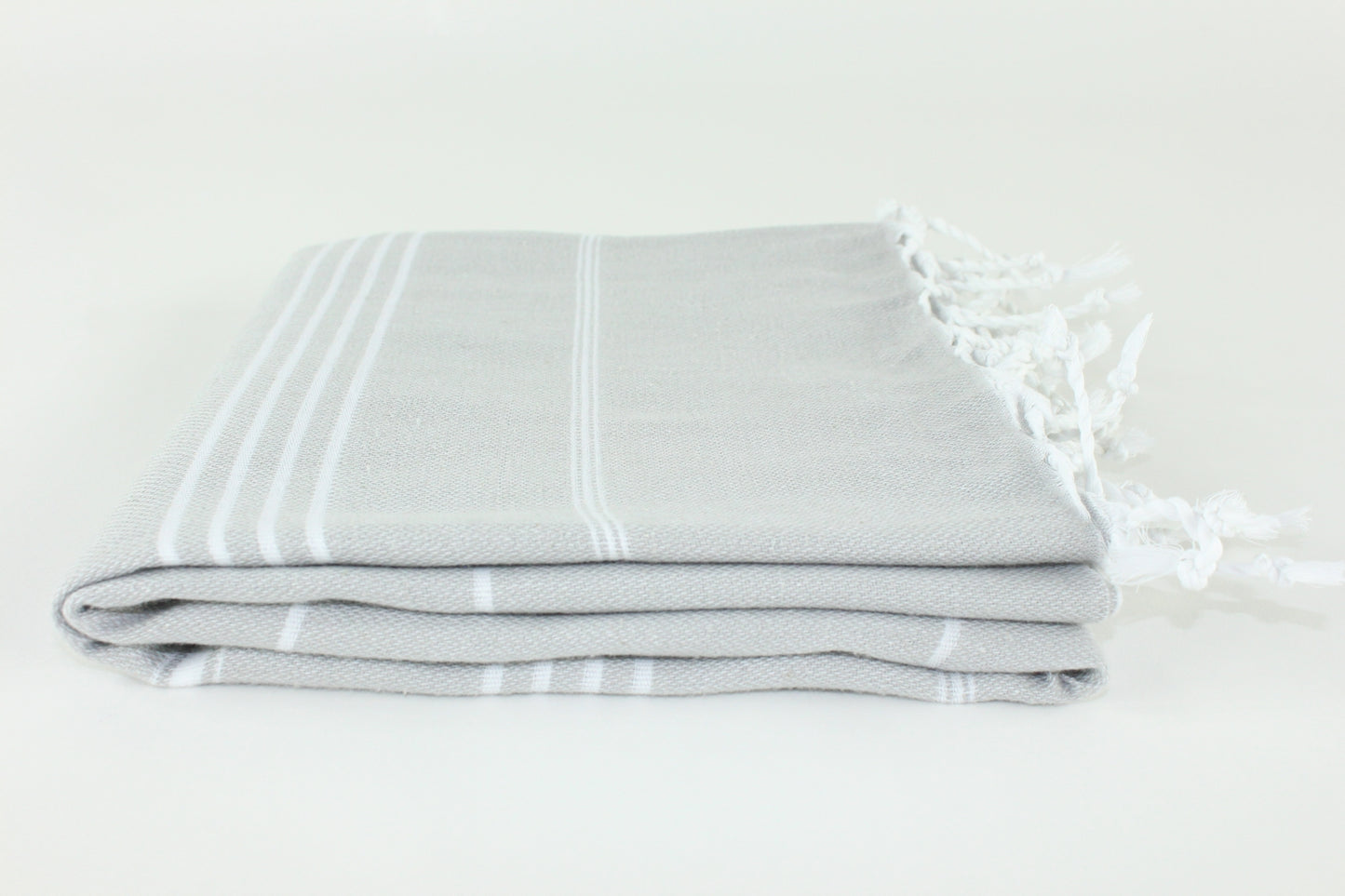 Premium Turkish Classic Striped Towel Peshtemal Fouta (Light Gray)
