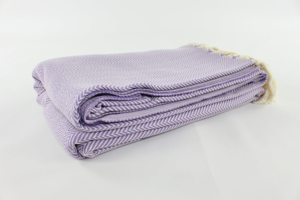 Premium Turkish Plain Herringbone Blanket Throw (Lilac)